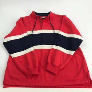 Vtg Cheetah 1/4 button color block sweatshirt M L